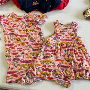 Posh Peanut Pink Barbie Print Toddler One-Piece Romper and Dress 3/6 Months